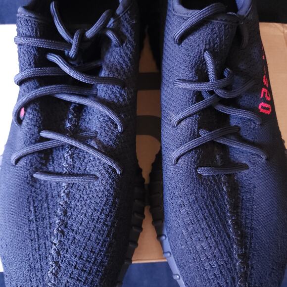 Mens Size 11.5 adidas Yeezy Boost 350 V2 Low Bred Black Shoes Authentic CP9652 - Picture 5 of 13